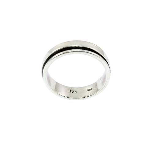 JSAJ MOVING RING WITH FLAT BAND IN 925 STERLING SILVER