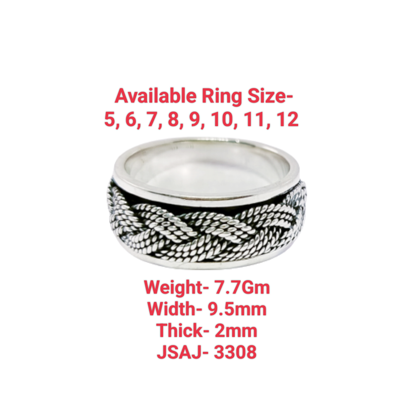 JSAJ MOVING RING WITH BRAIDED BAND IN 925 STERLING SILVER