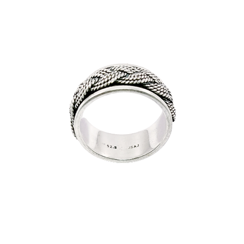 JSAJ MOVING RING WITH BRAIDED BAND IN 925 STERLING SILVER