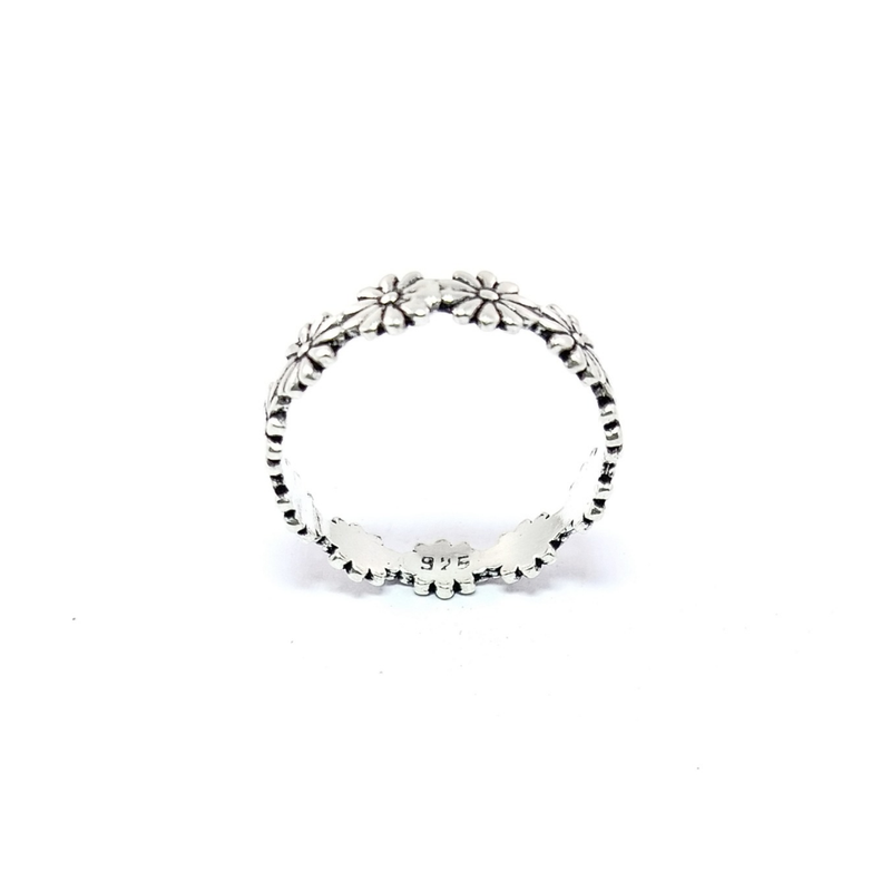 JSAJ FLOWER BAND RING WITH ZALI WORK IN 925 STERLING SILVER