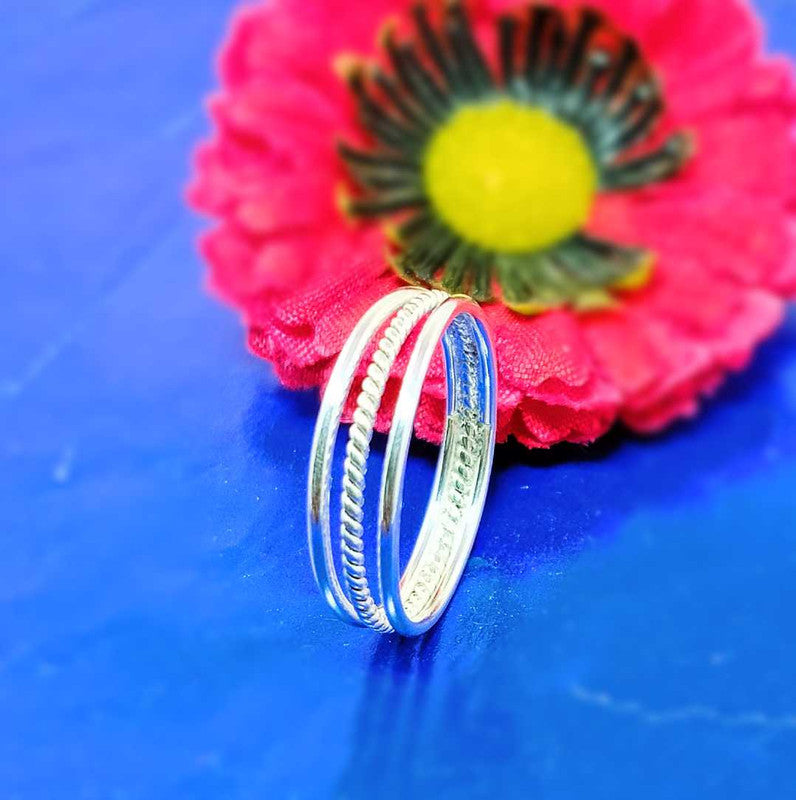 JSAJ 3 LINE BAND RING IN 925 STERLING SILVER