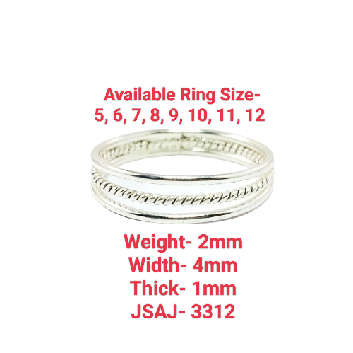 JSAJ 3 LINE BAND RING IN 925 STERLING SILVER