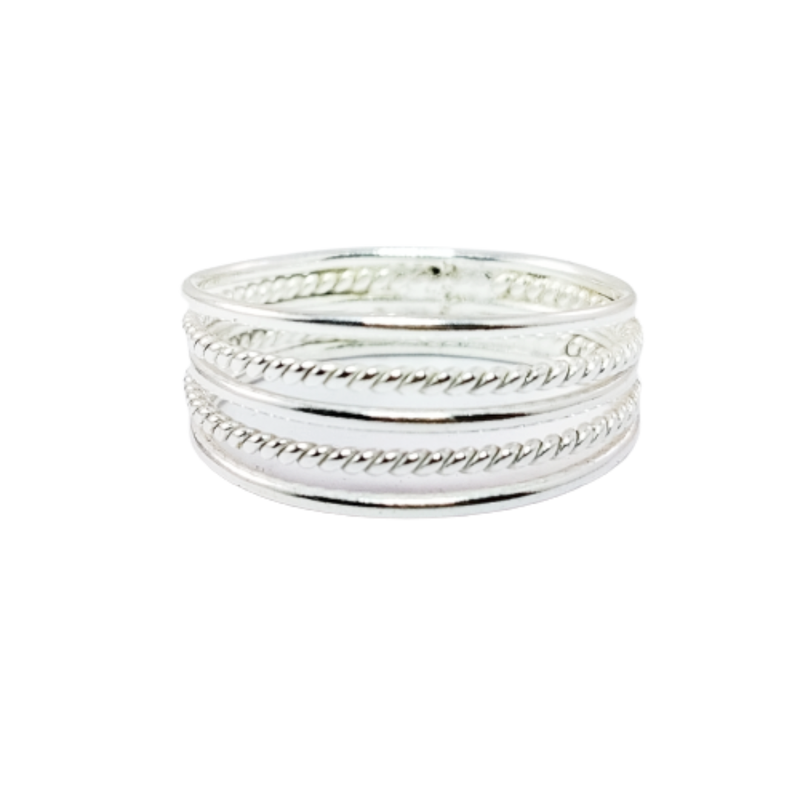 JSAJ 5 LINE BAND RING IN 925 STERLING SILVER