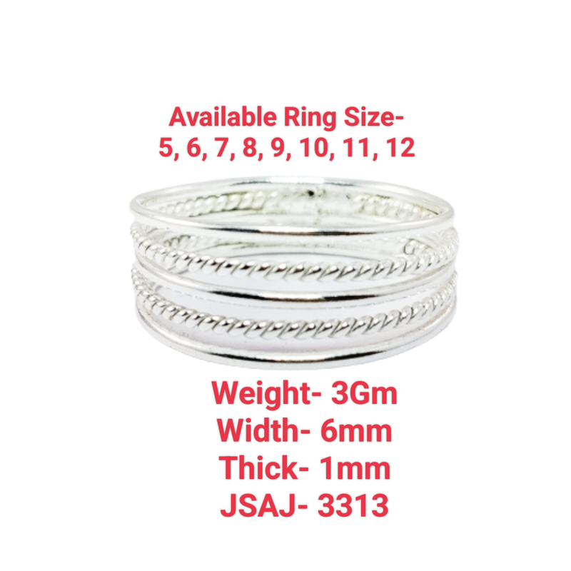 JSAJ 5 LINE BAND RING IN 925 STERLING SILVER