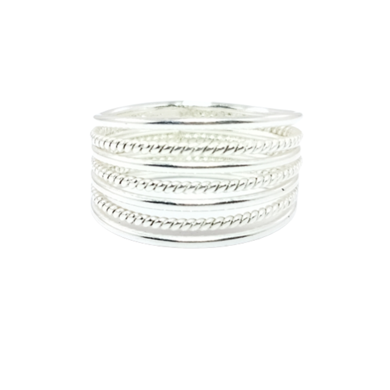 JSAJ 7 LINE BAND RING IN 925 STERLING SILVER