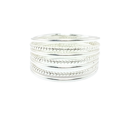 JSAJ 7 LINE BAND RING IN 925 STERLING SILVER