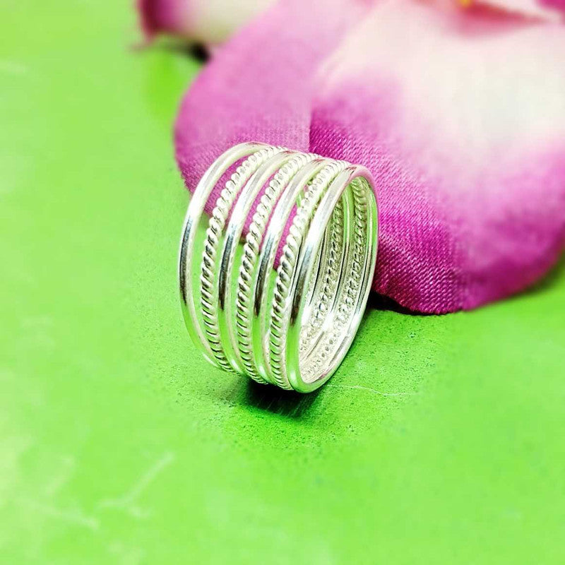 JSAJ 7 LINE BAND RING IN 925 STERLING SILVER
