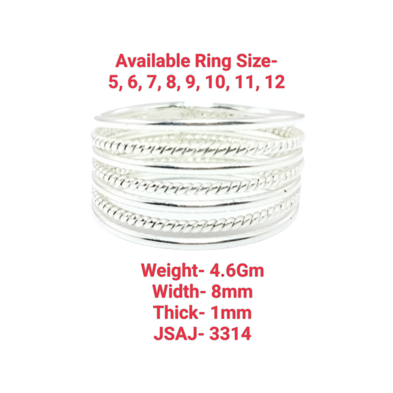 JSAJ 7 LINE BAND RING IN 925 STERLING SILVER
