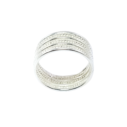 JSAJ 7 LINE BAND RING IN 925 STERLING SILVER