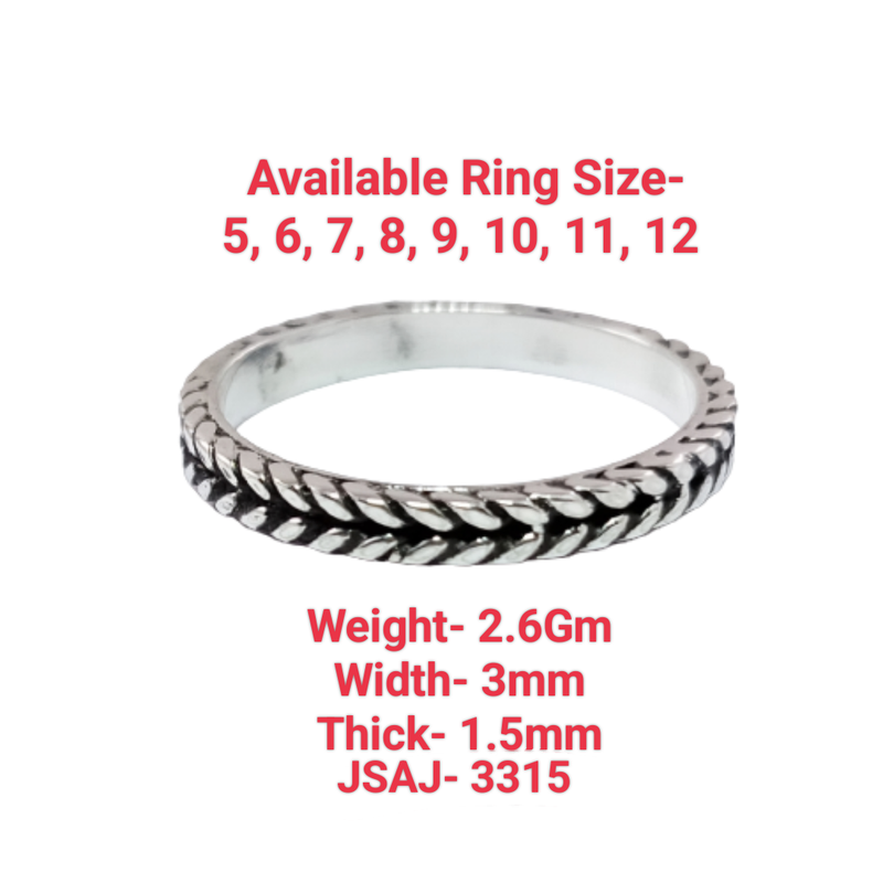 JSAJ THIN DESIGN BAND RING IN 925 STERLING SILVER