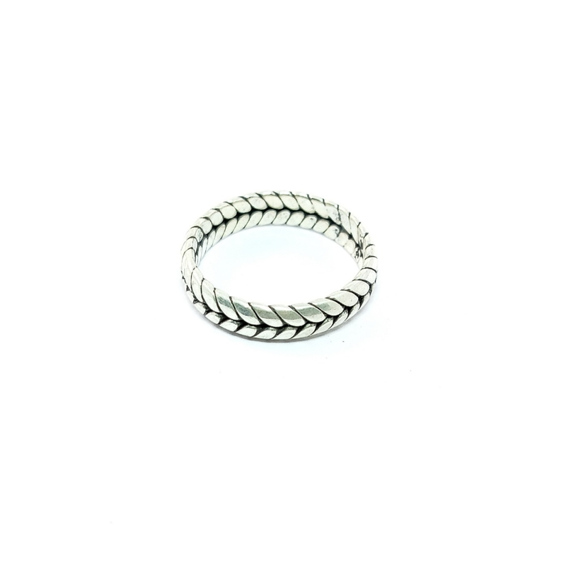 JSAJ BAND RING HALF ROUND WITH DESIGN IN 925 STERLING SILVER