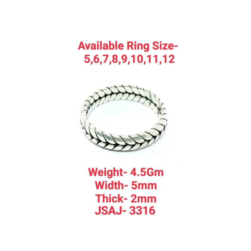 JSAJ BAND RING HALF ROUND WITH DESIGN IN 925 STERLING SILVER