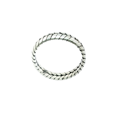 JSAJ BAND RING HALF ROUND WITH DESIGN IN 925 STERLING SILVER