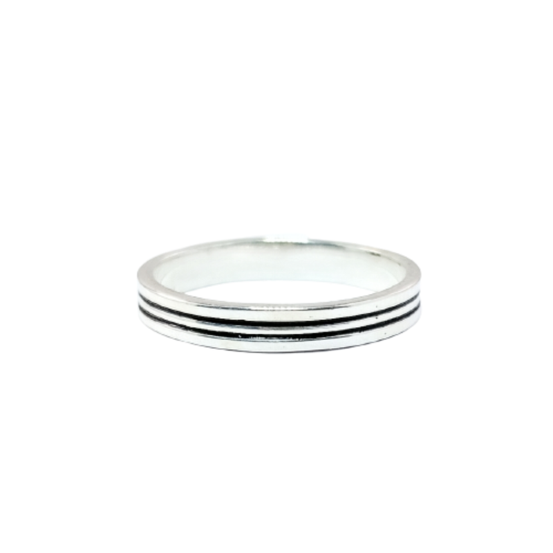 JSAJ THIN BAND RING 2 LINE IN 925 STERLING SILVER