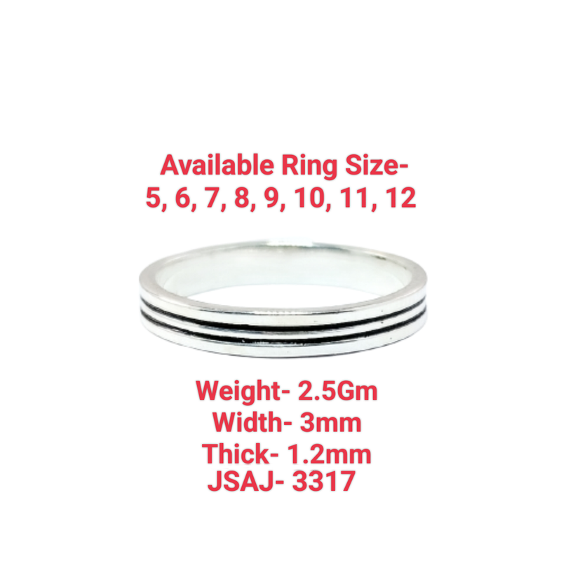 JSAJ THIN BAND RING 2 LINE IN 925 STERLING SILVER