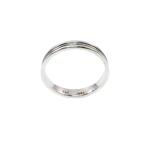 JSAJ THIN BAND RING 2 LINE IN 925 STERLING SILVER
