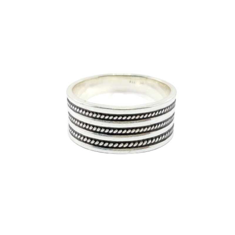 JSAJ THICK 3 LINE BAND RING IN 925 STERLING SILVER