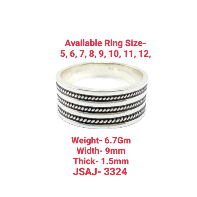 JSAJ THICK 3 LINE BAND RING IN 925 STERLING SILVER