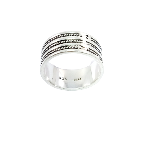 JSAJ THICK 3 LINE BAND RING IN 925 STERLING SILVER