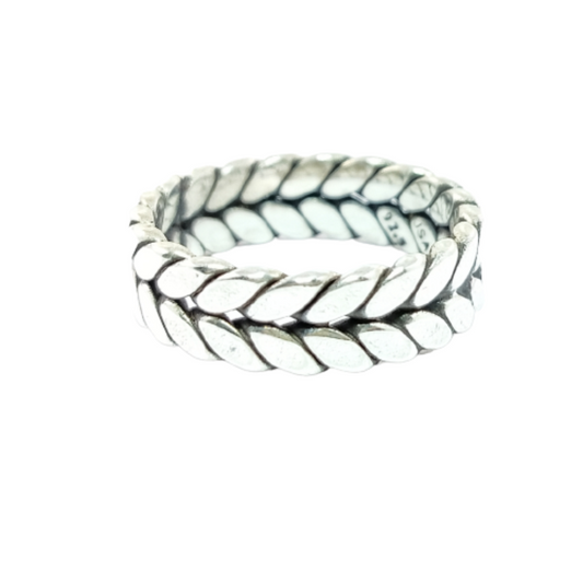 JSAJ THICK LEAF DESIGN BAND RING IN 925 STERLING SILVER