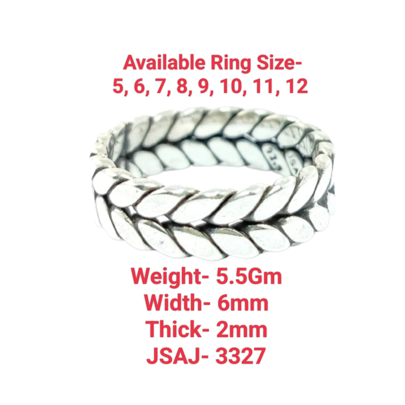 JSAJ THICK LEAF DESIGN BAND RING IN 925 STERLING SILVER