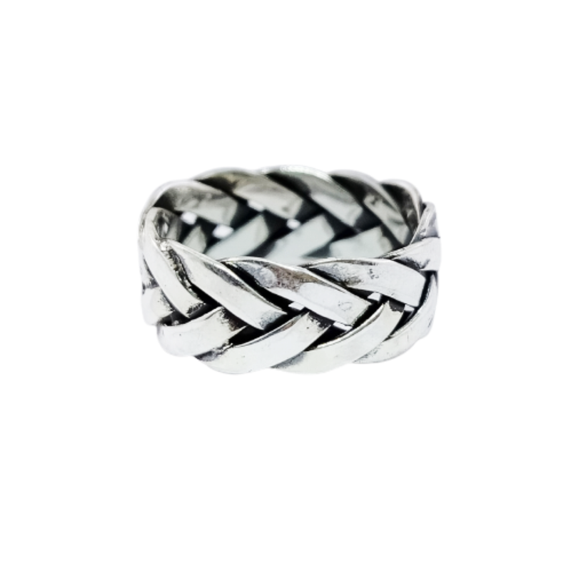 JSAJ THICK BRAIDED BAND RING IN 925 STERLING SILVER