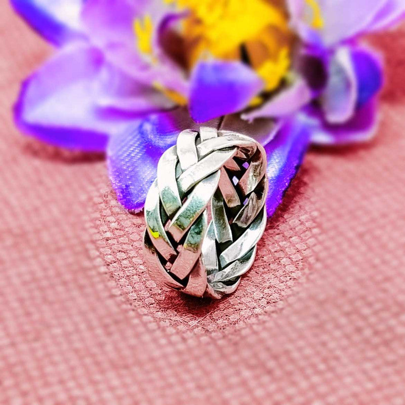 JSAJ THICK BRAIDED BAND RING IN 925 STERLING SILVER