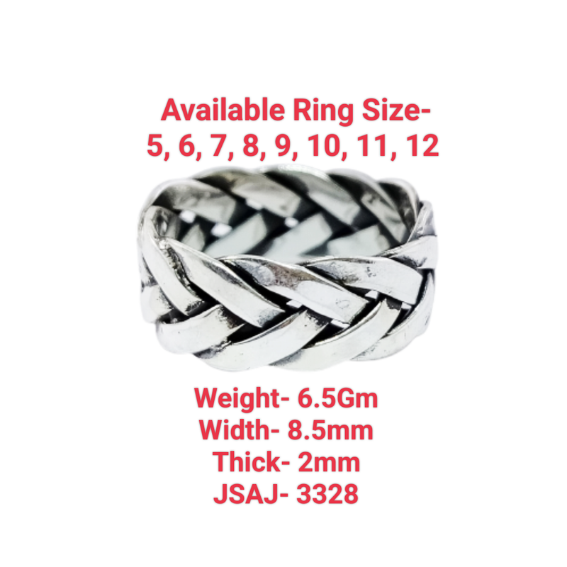 JSAJ THICK BRAIDED BAND RING IN 925 STERLING SILVER
