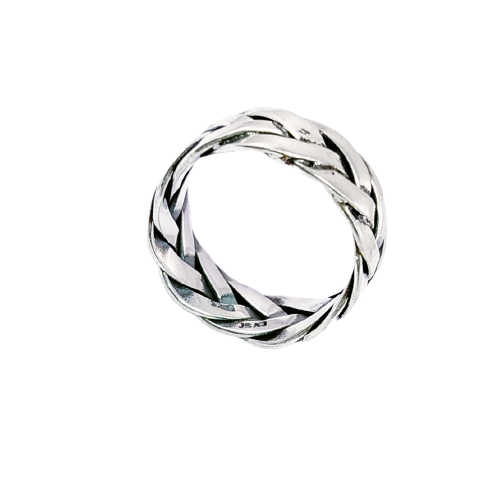 JSAJ THICK BRAIDED BAND RING IN 925 STERLING SILVER