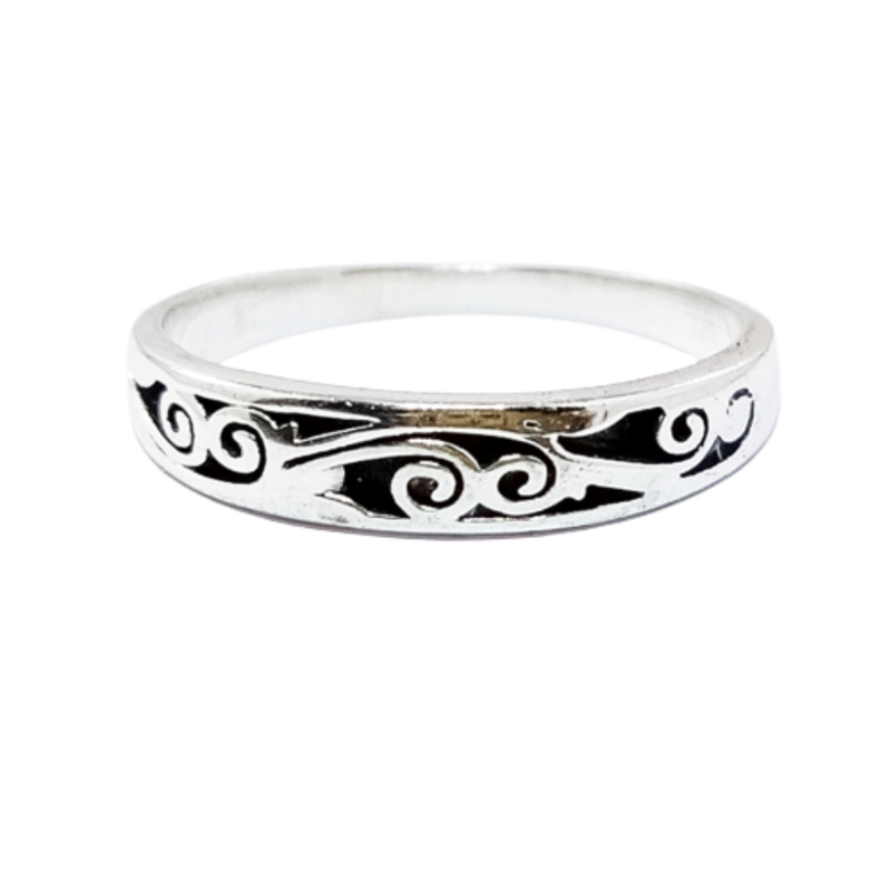 JSAJ THIN ZALI DESIGN NEPALI BAND RING IN 925 STERLING SILVER