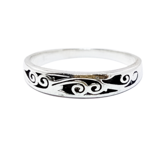 JSAJ THIN ZALI DESIGN NEPALI BAND RING IN 925 STERLING SILVER