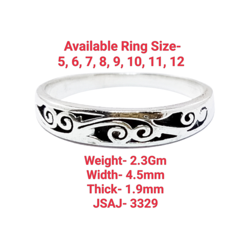 JSAJ THIN ZALI DESIGN NEPALI BAND RING IN 925 STERLING SILVER