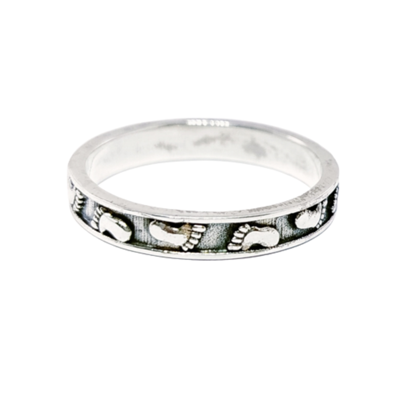 JSAJ THIN BAND RING FOOT PRINT IN 925 STERLING SILVER