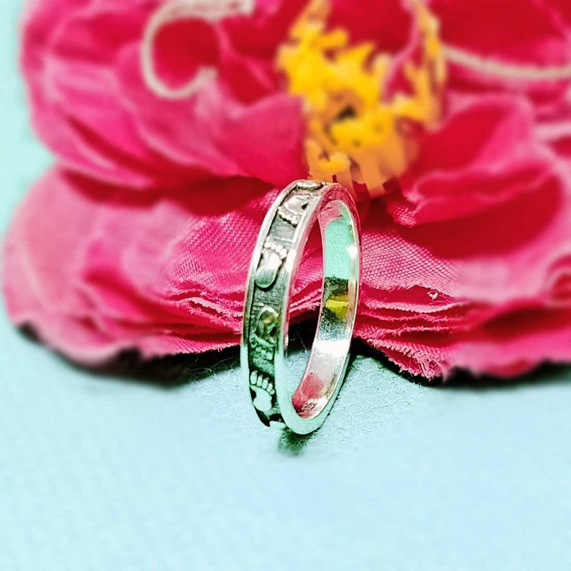 JSAJ THIN BAND RING FOOT PRINT IN 925 STERLING SILVER