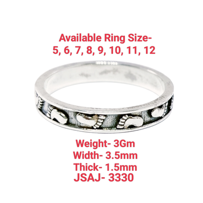 JSAJ THIN BAND RING FOOT PRINT IN 925 STERLING SILVER