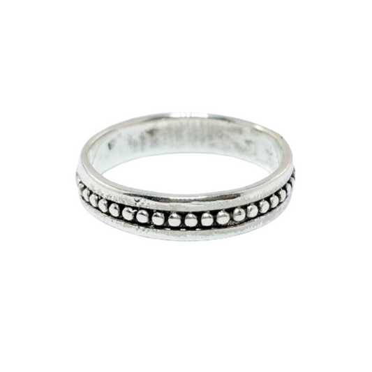 JSAJ THIN BAND RING WITH BALLS IN 925 STERLING SILVER