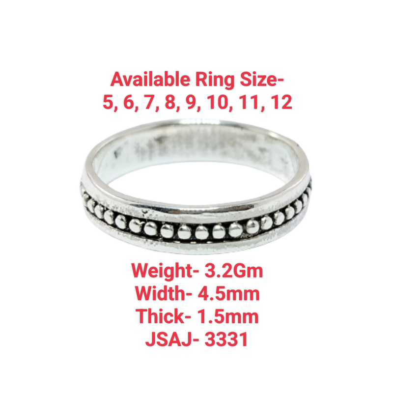 JSAJ THIN BAND RING WITH BALLS IN 925 STERLING SILVER