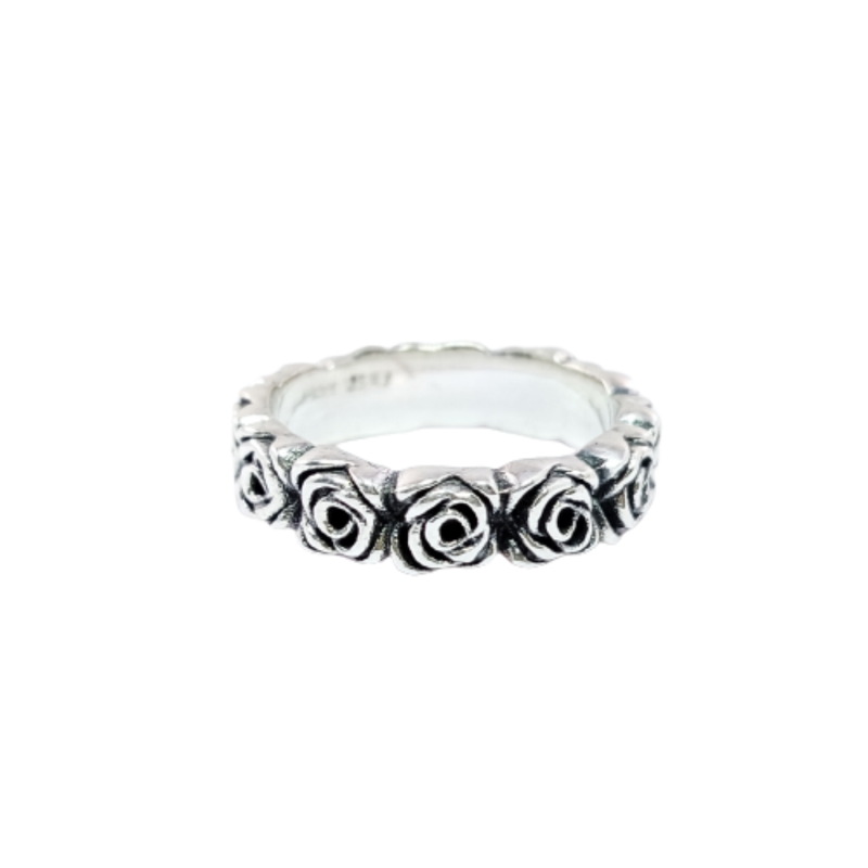 JSAJ ROSE DESIGN BAND RING IN 925 STERLING SILVER