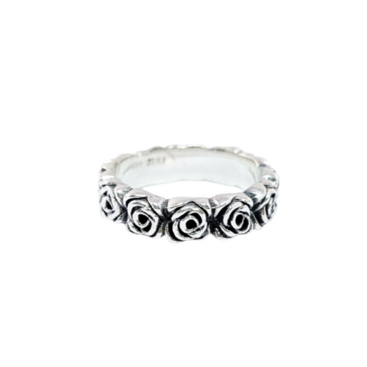 JSAJ ROSE DESIGN BAND RING IN 925 STERLING SILVER