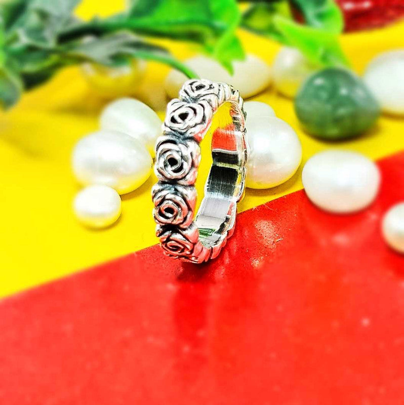 JSAJ ROSE DESIGN BAND RING IN 925 STERLING SILVER