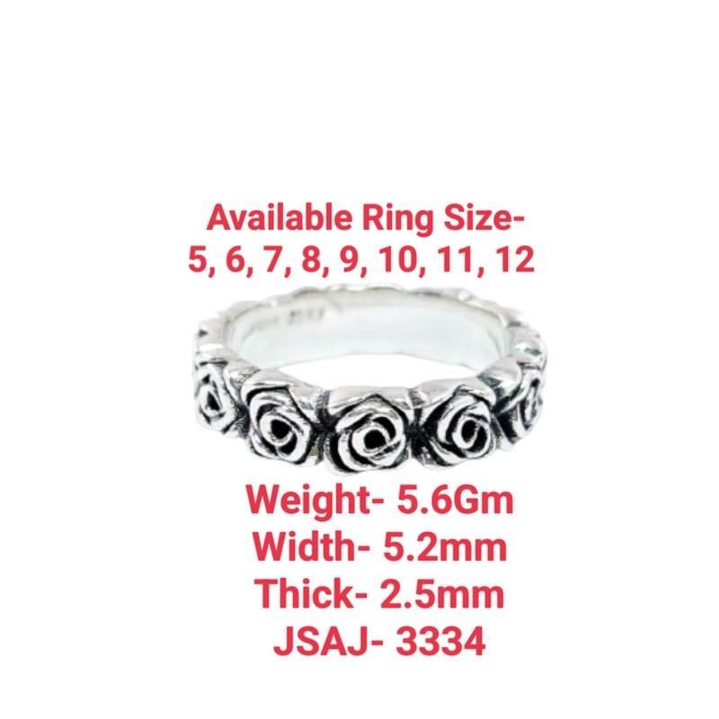 JSAJ ROSE DESIGN BAND RING IN 925 STERLING SILVER