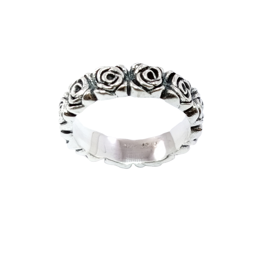 JSAJ ROSE DESIGN BAND RING IN 925 STERLING SILVER