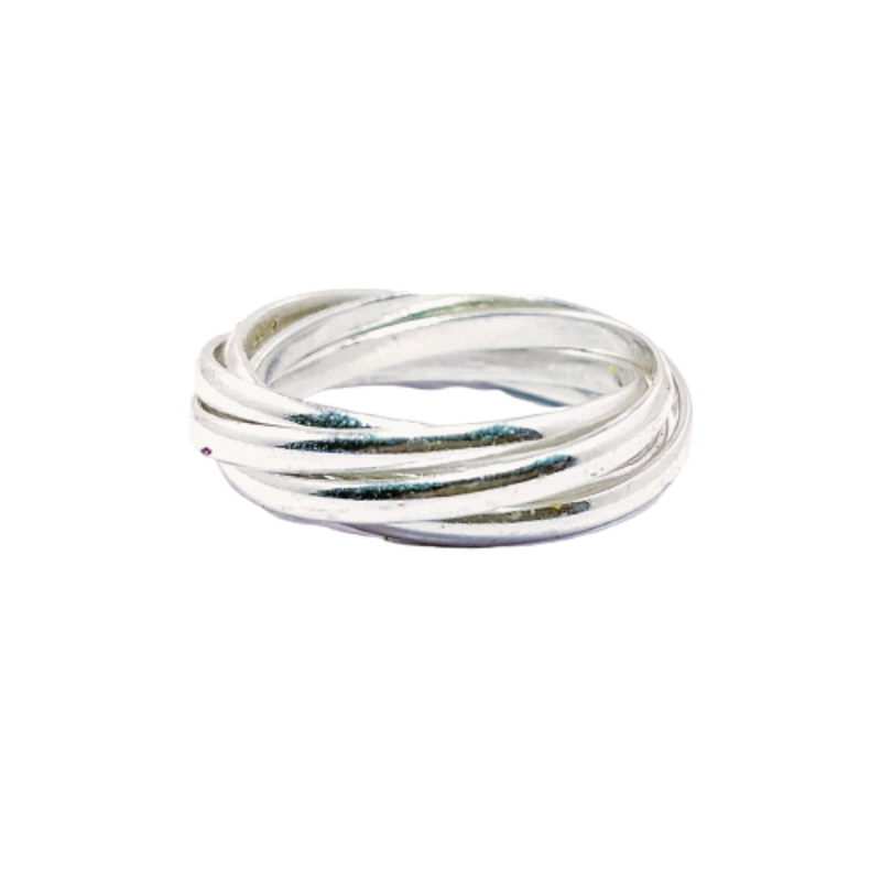 JSAJ 7 LINE BUNCH BAND RING IN 925 STERLING SILVER