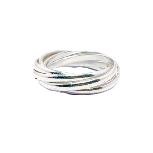 JSAJ 7 LINE BUNCH BAND RING IN 925 STERLING SILVER