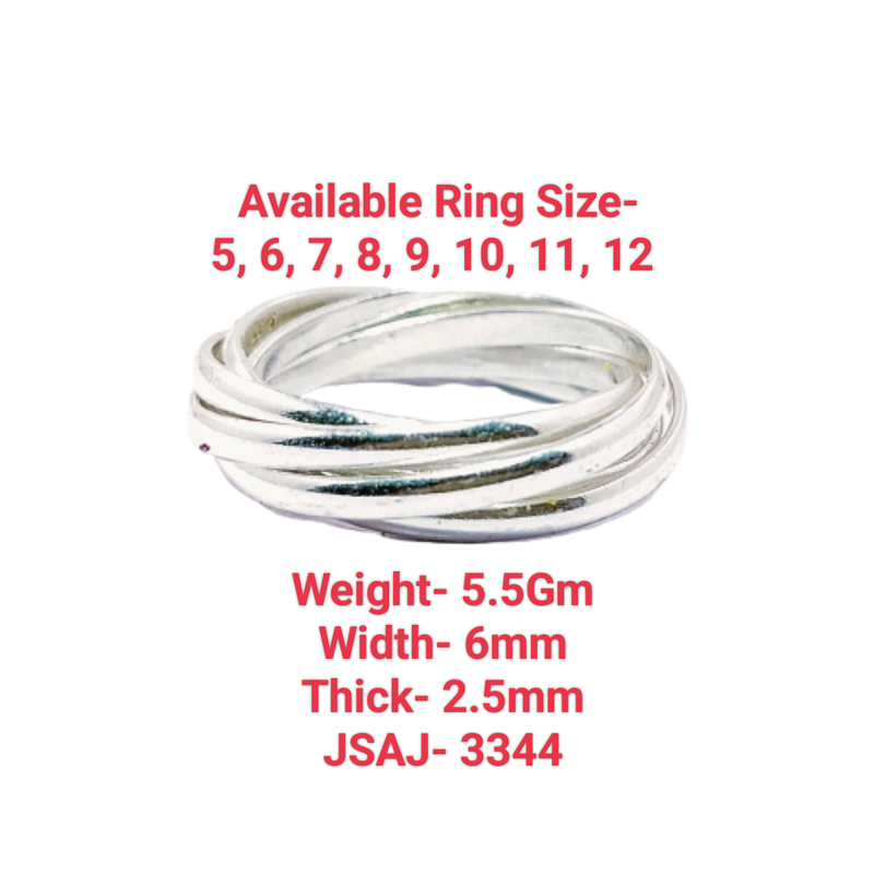 JSAJ 7 LINE BUNCH BAND RING IN 925 STERLING SILVER