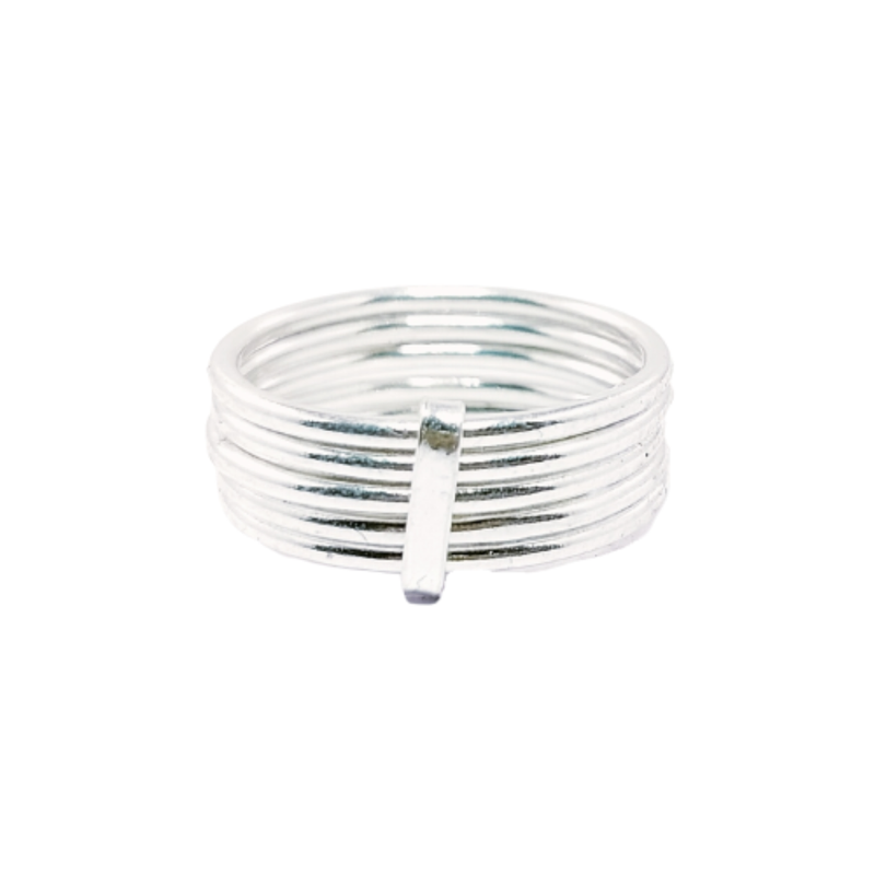 JSAJ 7 LINE BAND RING IN 925 STERLING SILVER