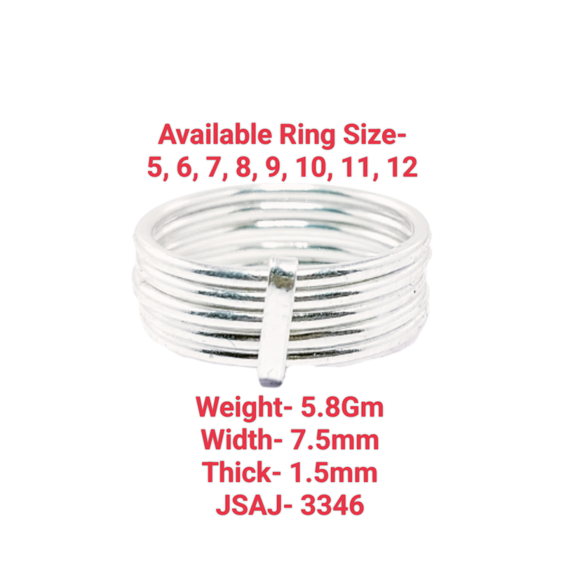 JSAJ 7 LINE BAND RING IN 925 STERLING SILVER