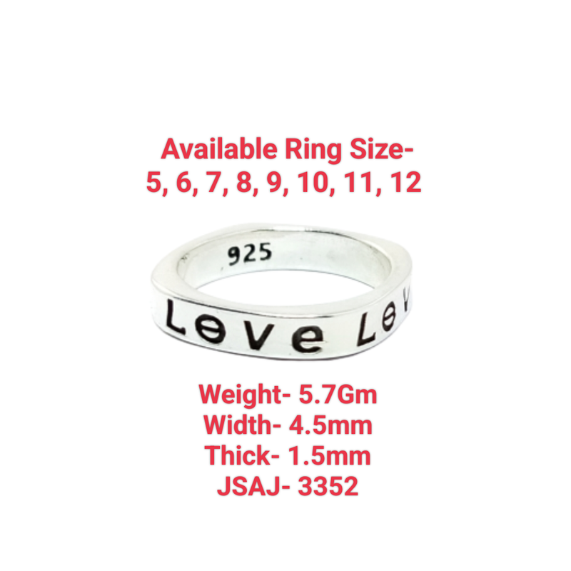 JSAJ THIN SQUARE DESIGN BAND RING IN 925 STERLING SILVER