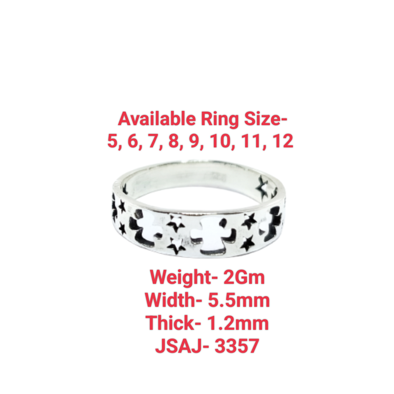 JSAJ THIN ZALI DESIGN BAND RING IN 925 STERLING SILVER
