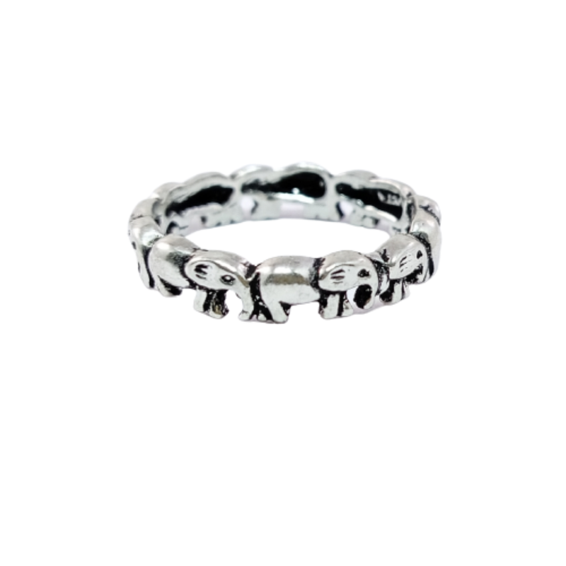 JSAJ ELEPHANT BAND RING IN 925 STERLING SILVER